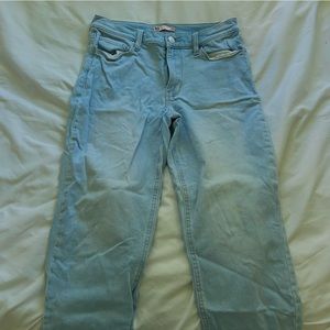 blue straight leg jeans